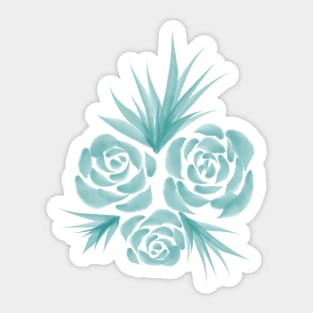 Mint watercolor roses with leaves Sticker